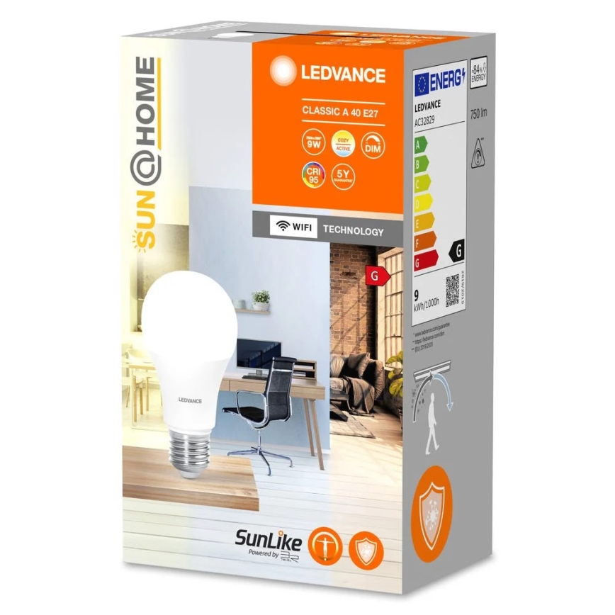LED Ściemnialna żarówka antybakteryjna A40 E27/9W/230V Wi-Fi - Ledvance