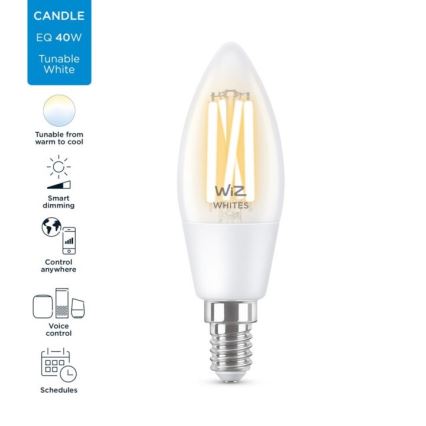 LED Ściemnialna żarówka FILAMENT C35 E14/4,9W/230V 2700-6500K CRI 90 Wi-Fi - WiZ