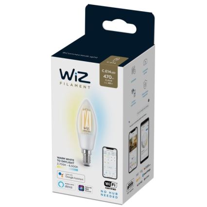 LED Ściemnialna żarówka FILAMENT C35 E14/4,9W/230V 2700-6500K CRI 90 Wi-Fi - WiZ