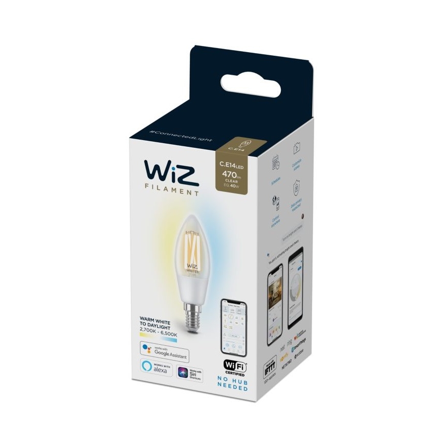 LED Ściemnialna żarówka FILAMENT C35 E14/4,9W/230V 2700-6500K CRI 90 Wi-Fi - WiZ