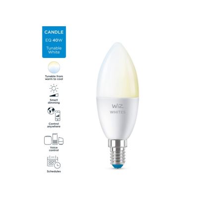 LED Ściemnialna żarówka C37 E14/4,9W/230V 2700-6500K CRI 90 Wi-Fi - WiZ