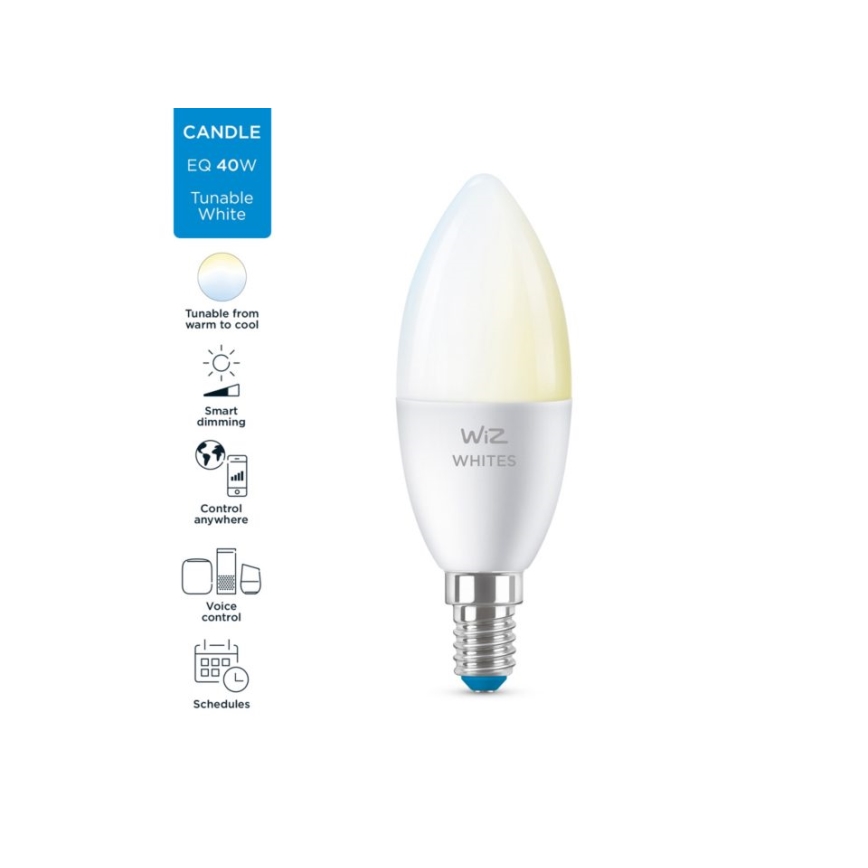 LED Ściemnialna żarówka C37 E14/4,9W/230V 2700-6500K CRI 90 Wi-Fi - WiZ