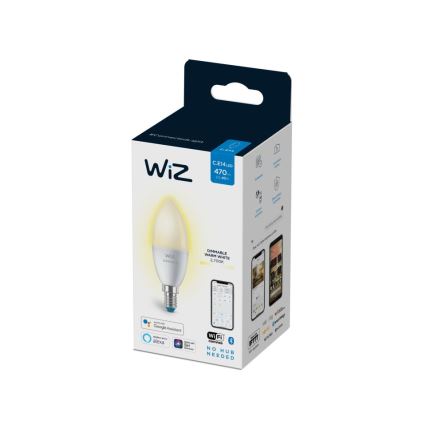 LED Ściemnialna żarówka C37 E14/4,9W/230V 2700K CRI 90 Wi-Fi - WiZ