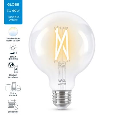 LED Ściemnialna żarówka FILAMENT G95 E27/6,7W/230V 2700-6500K CRI 90 Wi-Fi - WiZ