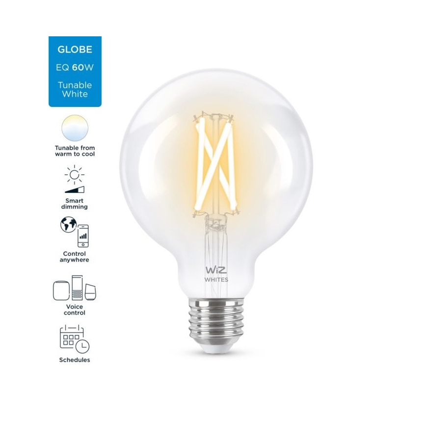 LED Ściemnialna żarówka FILAMENT G95 E27/6,7W/230V 2700-6500K CRI 90 Wi-Fi - WiZ