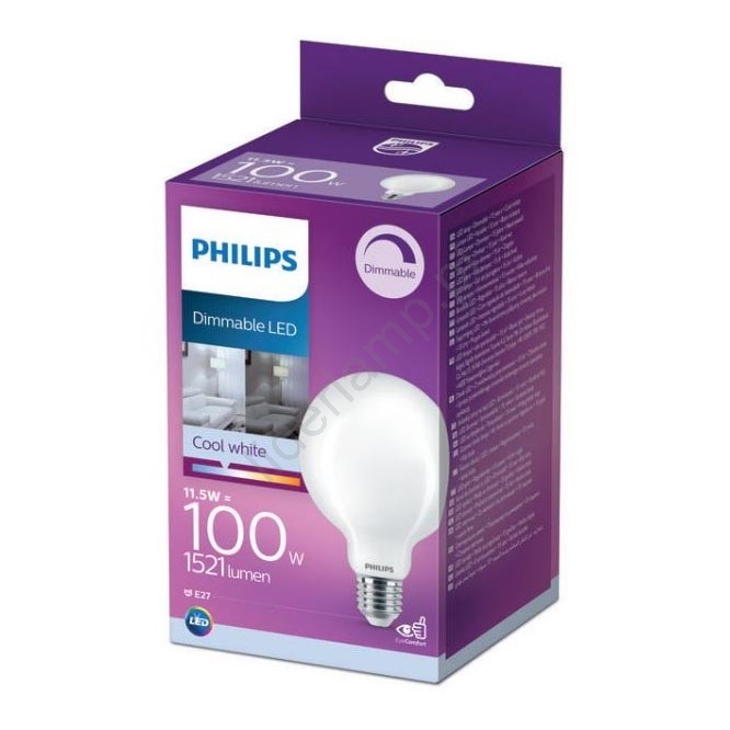 LED Ściemnialna żarówka Philips G95 E27/11,5W/230V 4000K