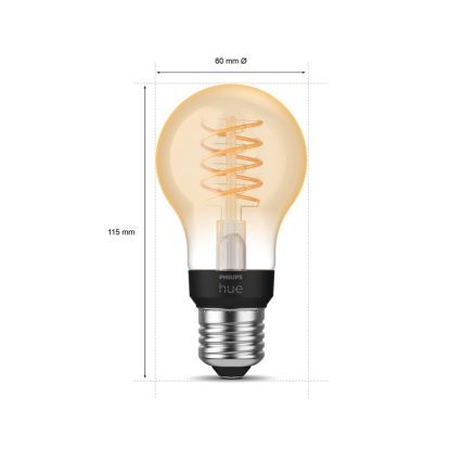 LED Ściemnialna żarówka Philips Hue WHITE FILAMENT A60 E27/7W/230V 2100K