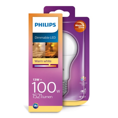LED Ściemnialna żarówka Philips Warm Glow E27/13W/230V 2200K-2700K 