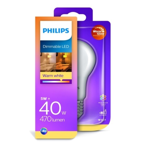 LED Ściemnialna żarówka Philips Warm Glow E27/5W/230V 2200K-2700K 