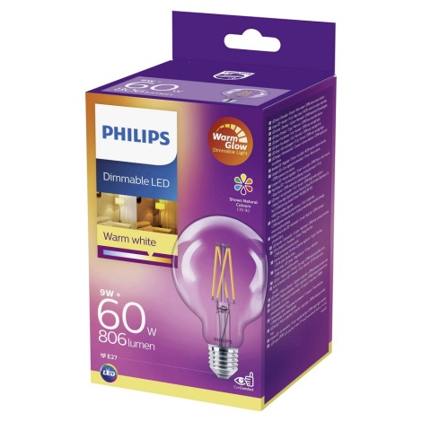 LED Ściemnialna żarówka Philips Warm Glow E27/9W/230V 2200K-2700K 