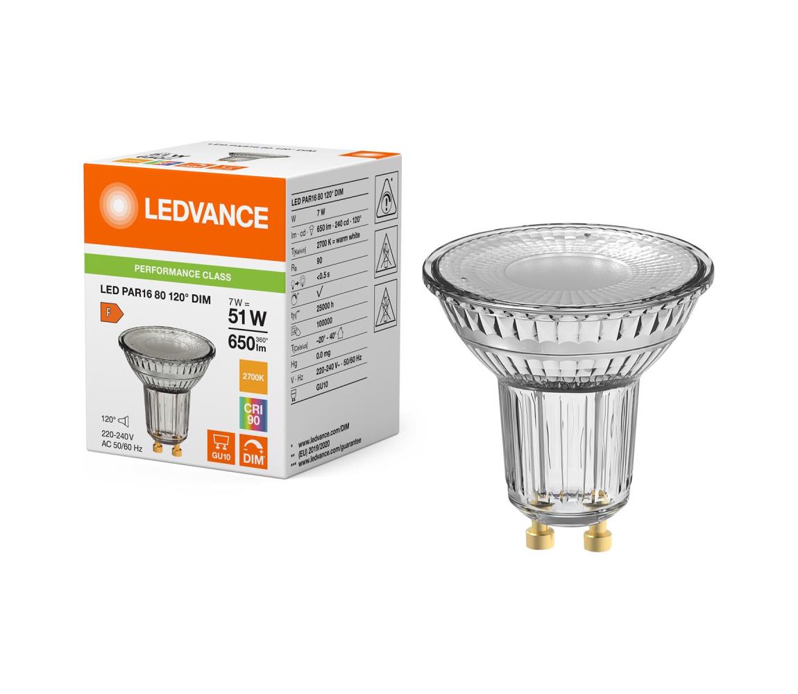 LED ściemnialna żarówka reflektorowa PAR16 GU10/7W/230V 2700K 120° CRI 90 - Ledvance