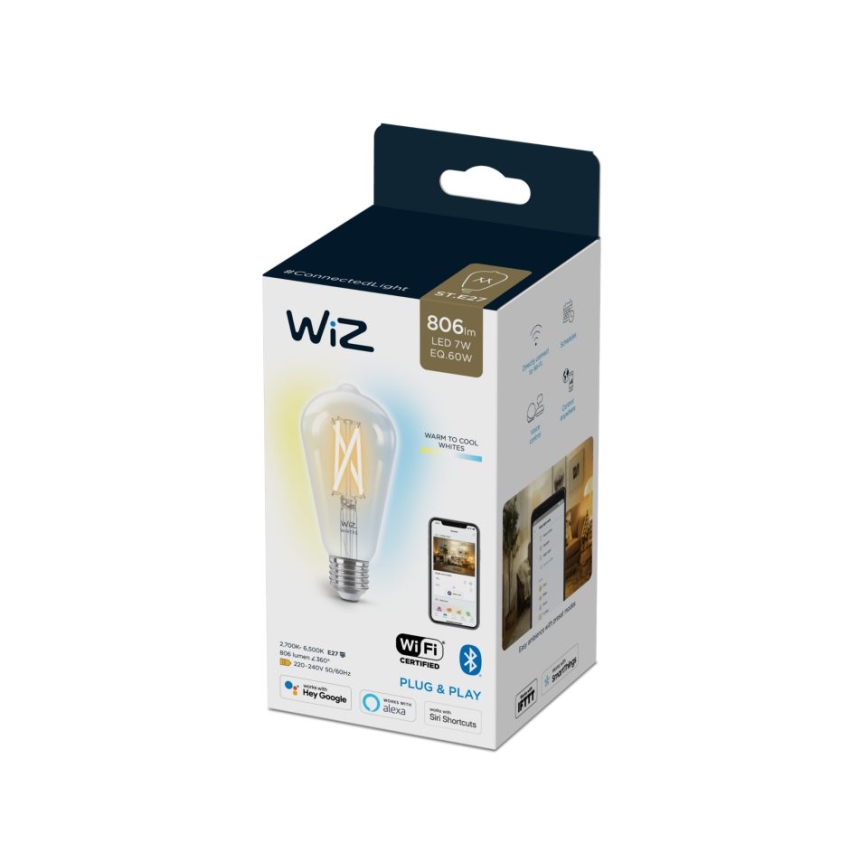 LED Ściemnialna żarówka FILAMENT ST64 E27/6,7W/230V 2700-6500K CRI 90 Wi-Fi - WiZ