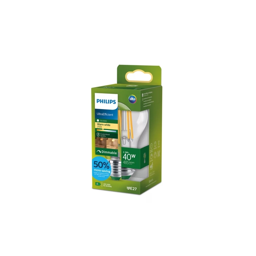 LED ściemnialna żarówka ULTRAEFFICIENT VINTAGE Philips A60 E27/2,3W/230V 2700K