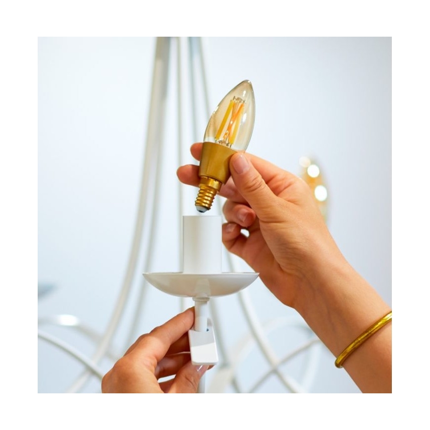 LED Ściemnialna żarówka VINTAGE FILAMENT C35 E14/4,9W/230V 2000-5000K CRI 90 Wi-Fi - WiZ