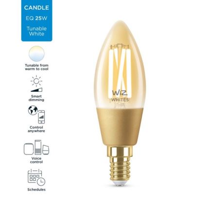 LED Ściemnialna żarówka VINTAGE FILAMENT C35 E14/4,9W/230V 2000-5000K CRI 90 Wi-Fi - WiZ