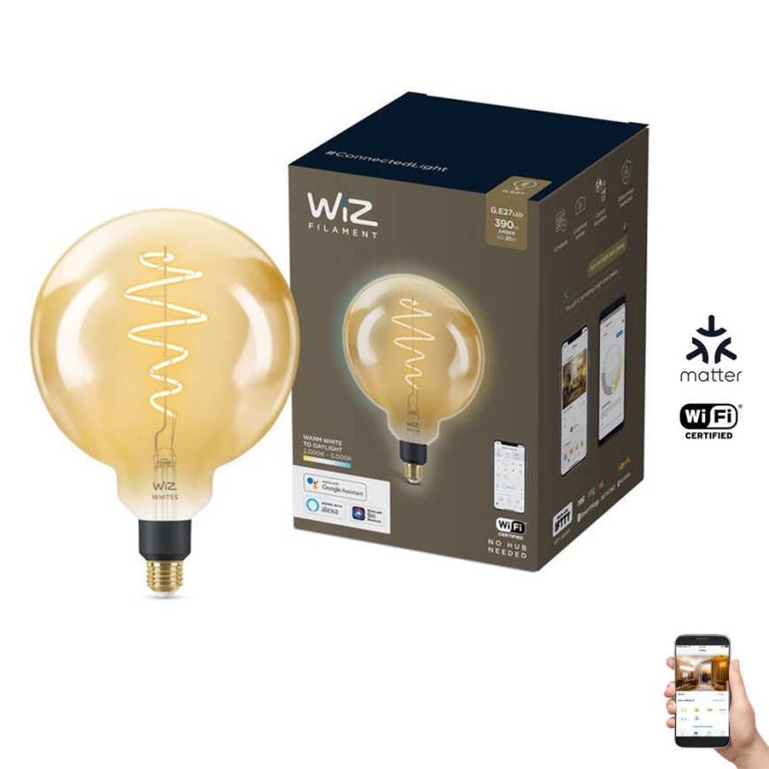 LED Ściemnialna żarówka VINTAGE FILAMENT G200 E27/6W/230V 2000-5000K CRI 90 Wi-Fi - WiZ