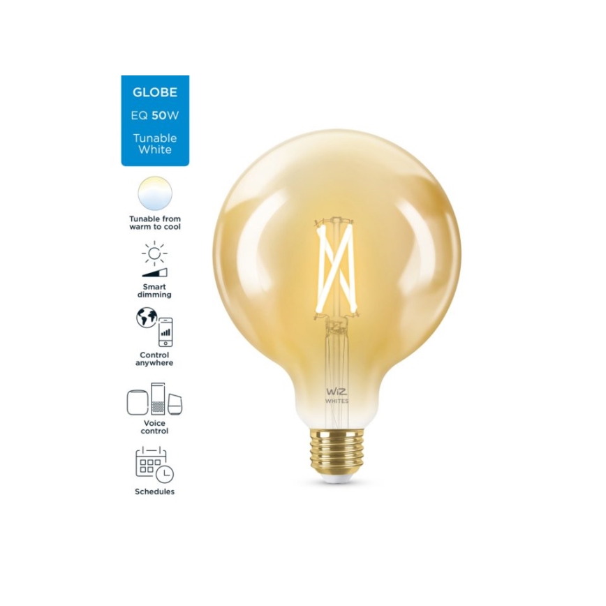 LED Ściemnialna żarówka VINTAGE FILAMENT G125 E27/6,7W/230V 2000-5000K CRI 90 Wi-Fi - WiZ