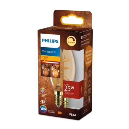 Ściemniana żarówka LED VINTAGE Philips B35 E14/3,1W/230V 2200K CRI 90
