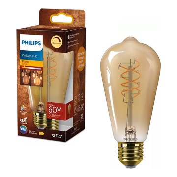 LED Ściemnialna żarówka VINTAGE Philips ST64 E27/7,3W/230V 2200K CRI 90
