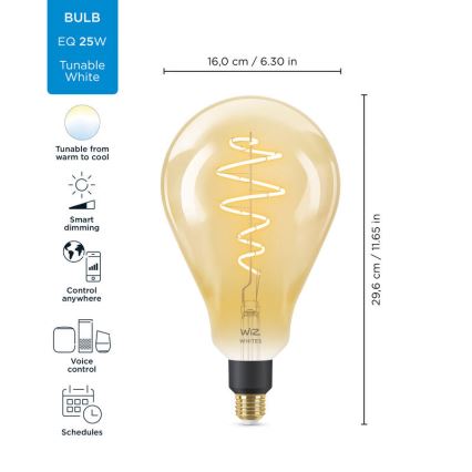 LED Ściemnialna żarówka VINTAGE FILAMENT PS160 E27/6,5W/230V 2000-5000K CRI 90 Wi-Fi -WiZ