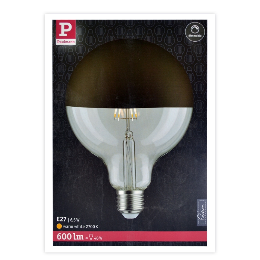 LED Ściemnialna żarówka z lustrzanym kulistym trzonkiem G125 E27/6,5W/230V 2700K - Paulmann 28679