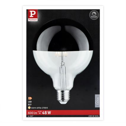 LED Ściemnialna żarówka z lustrzanym kulistym trzonkiem GLOBE E27/6,5W/230V 2700K - Paulmann 28680
