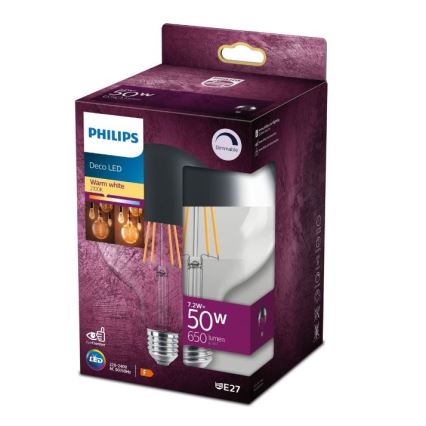 LED Ściemnialna żarówka z lustrzanym kulistym trzonkiem DECO Philips G125 E27/7,2W/230V 2700K