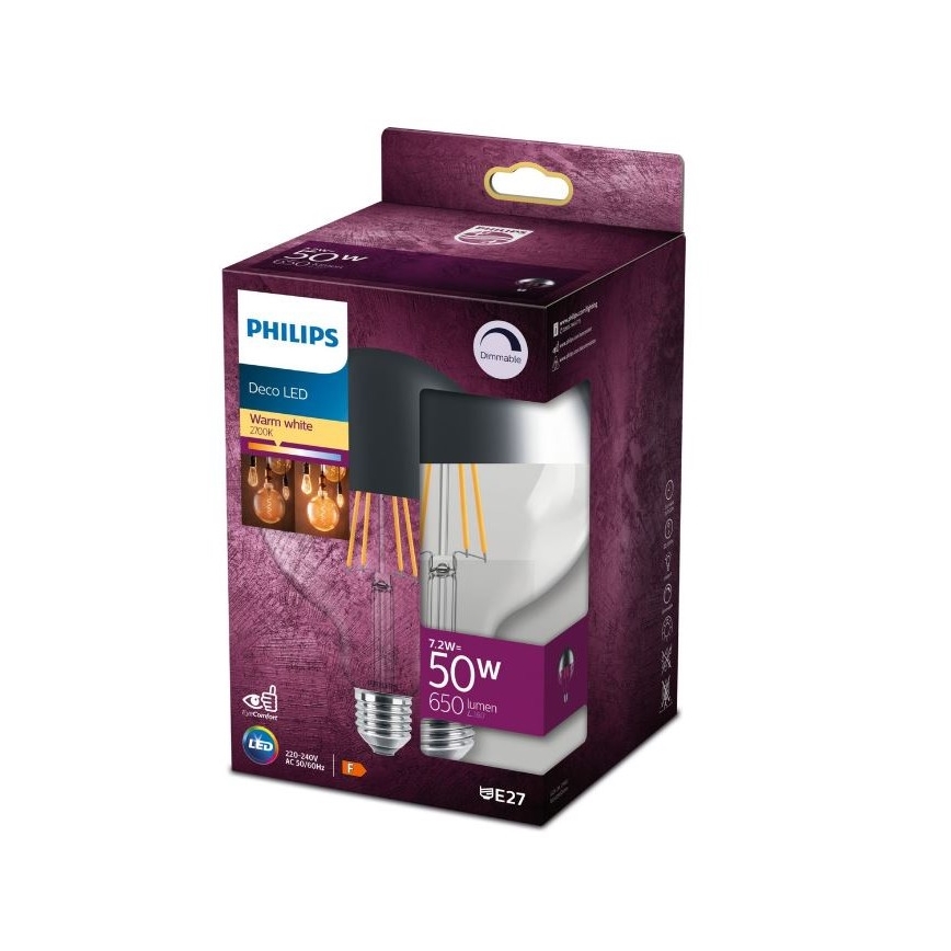 LED Ściemnialna żarówka z lustrzanym kulistym trzonkiem DECO Philips G125 E27/7,2W/230V 2700K