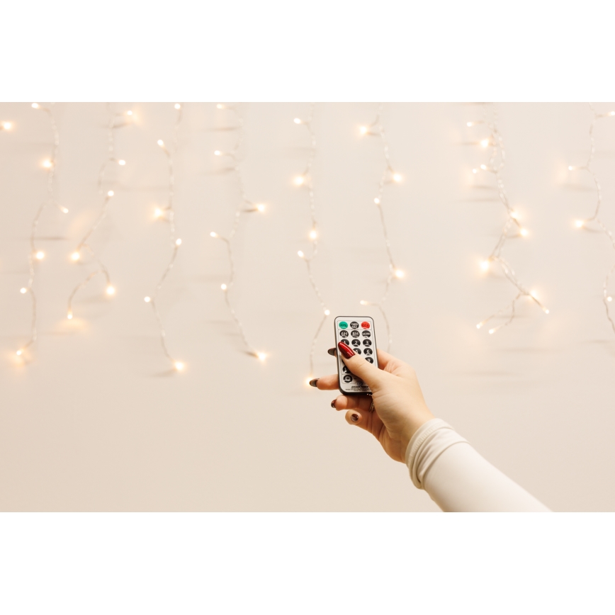 LED Ściemnialna zewnętrzna  kurtyna CURTAIN 360xLED/8,4W/230V 2x2 m IP44 ciepła biała + pilot zdalnego sterowania