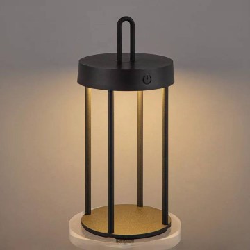 LED Ściemnialna zewnętrzna ładowalna dotykowa lampa stołowa GENTLE LED/1,5W/3,7V 3000 mAh IP44 czarna