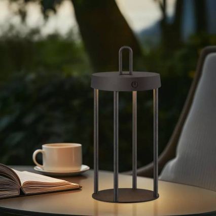 LED Ściemnialna zewnętrzna ładowalna dotykowa lampa stołowa GENTLE LED/1,5W/3,7V 3000 mAh IP44 czarna