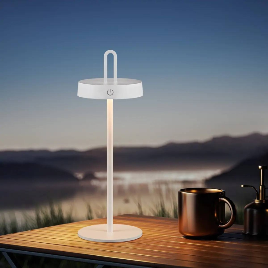LED ściemnialna zewnętrzna ładowalna dotykowa lampa stołowa SHINE LED/1,5W/3,7V 3000 mAh IP44 biała