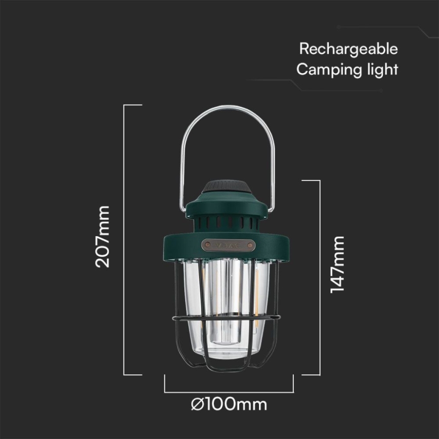 LED Ściemnialna zewnętrzna akumulatorowa lampa wisząca LED/5W/5V 2700-6500K IP44
