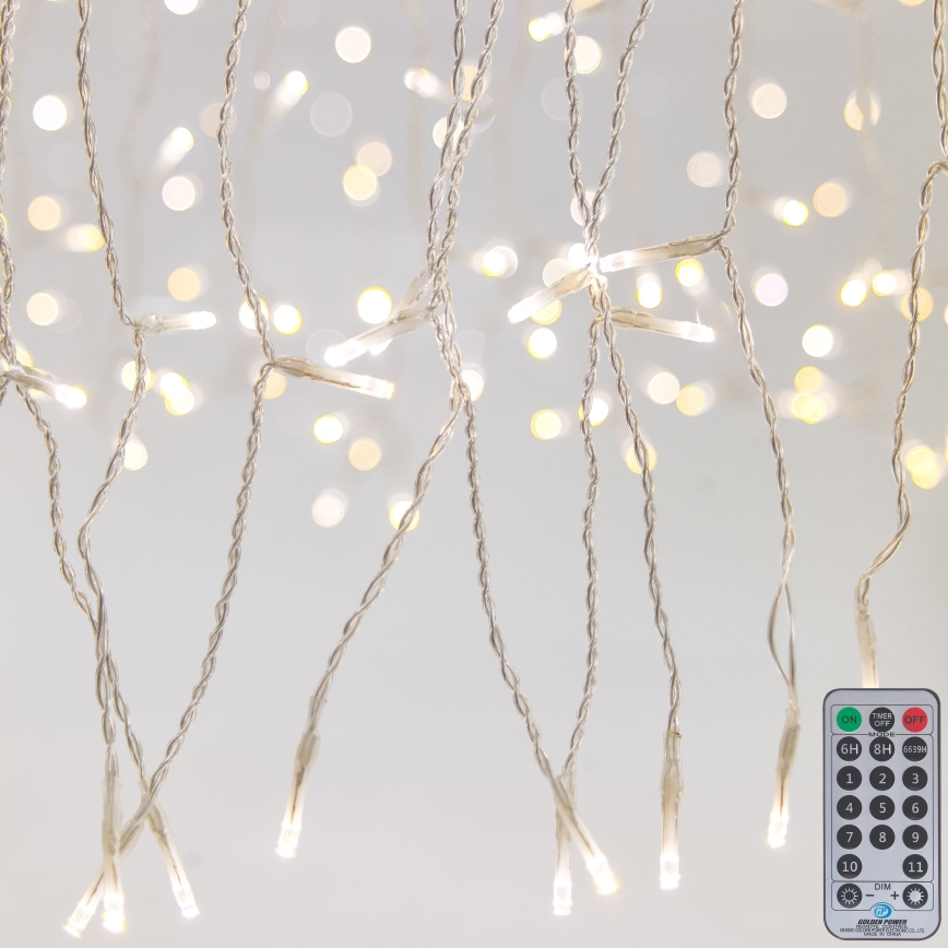 LED Ściemnialna zewnętrzna zasłona bożonarodzeniowa CURTAIN 360xLED/8,4W/230V 2x2 m IP44 ciepła biel + zdalne sterowanie