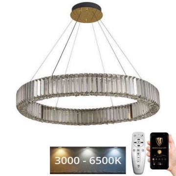 LED Ściemnialna żyrandol kryształowy na lince LED/50W/230V 3000-6500K chrom/złoty + pilot zdalnego sterowania