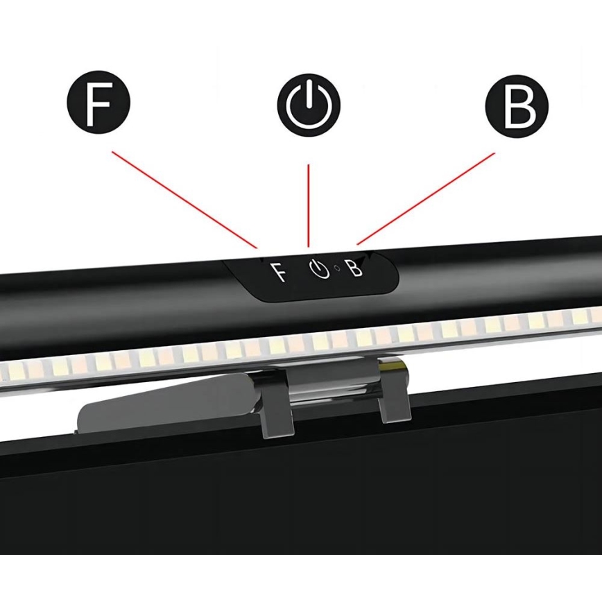 LED Ściemnialne dotykowe oświetlenie monitora LED/5W/5V 3000/4000/5000/6000K 42 cm czarne