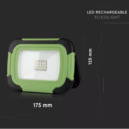 LED Ściemnialny akumulatorowy reflektor SAMSUNG CHIP + funkcja SOS LED/20W/3,7V/USB IP44 4000K 7200 mAh zielony