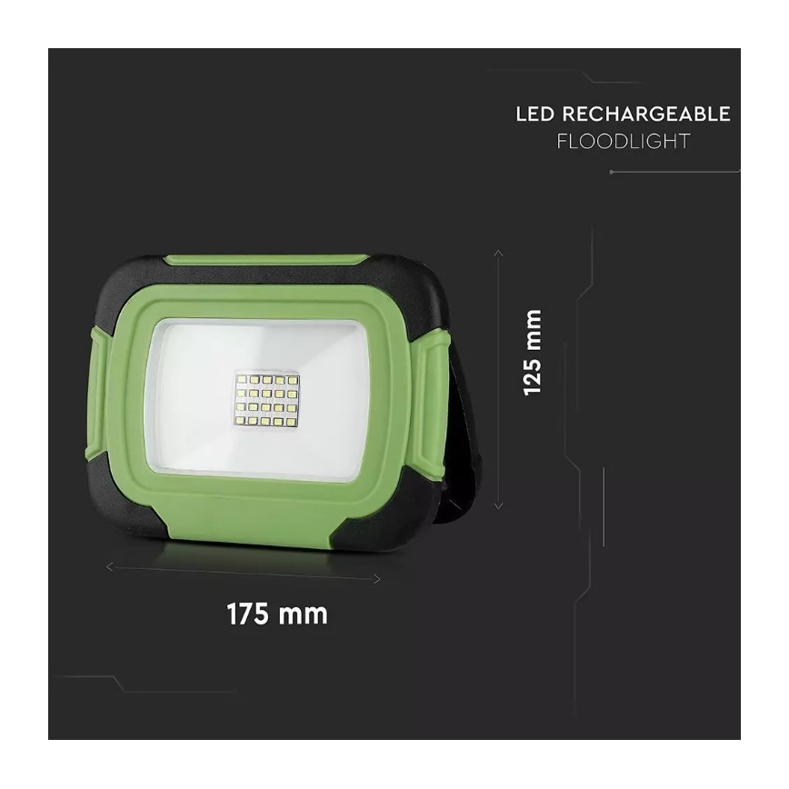 LED Ściemnialny akumulatorowy reflektor SAMSUNG CHIP + funkcja SOS LED/20W/3,7V/USB IP44 4000K 7200 mAh zielony