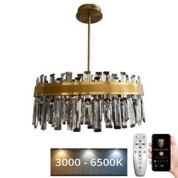 LED Ściemnialny kryształowy żyrandol na drążku LED/80W/230V 3000-6500K + pilot zdalnego sterowania
