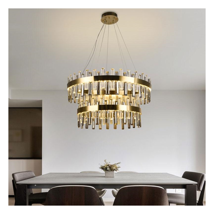 LED Ściemnialny kryształowy żyrandol na lince LED/190W/230V 3000-6500K + pilot zdalnego sterowania