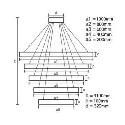 LED Ściemnialny kryształowy żyrandol na lince LED/195W/230V 3000-6500K + pilot zdalnego sterowania