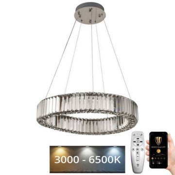 LED Ściemnialny kryształowy żyrandol na lince LED/40W/230V 3000-6500K chrom błyszczący + zdalne sterowanie