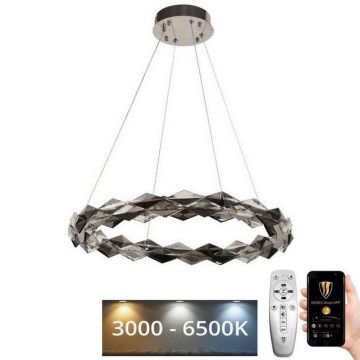 LED Ściemnialny kryształowy żyrandol na lince LED/40W/230V 3000-6500K chrom błyszczący + zdalne sterowanie