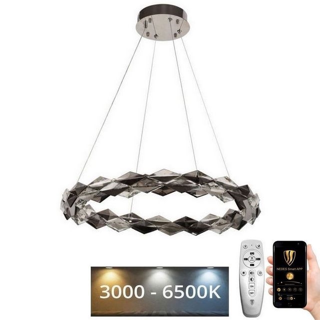 LED Ściemnialny kryształowy żyrandol na lince LED/40W/230V 3000-6500K chrom błyszczący + zdalne sterowanie