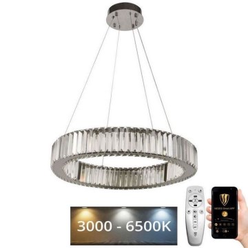 LED Ściemnialny kryształowy żyrandol na lince LED/40W/230V 3000-6500K chrom błyszczący + zdalne sterowanie