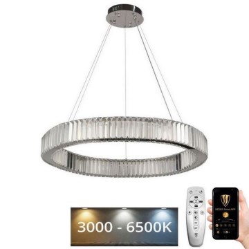 LED Ściemnialny kryształowy żyrandol na lince LED/50W/230V 3000-6500K chrom błyszczący + zdalne sterowanie