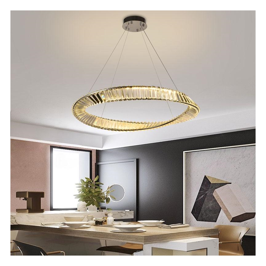 LED Ściemnialny kryształowy żyrandol na lince LED/50W/230V 3000-6500K + pilot zdalnego sterowania