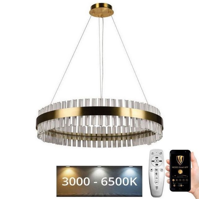 LED Ściemnialny kryształowy żyrandol na lince LED/55W/230V 3000-6500K + pilot zdalnego sterowania