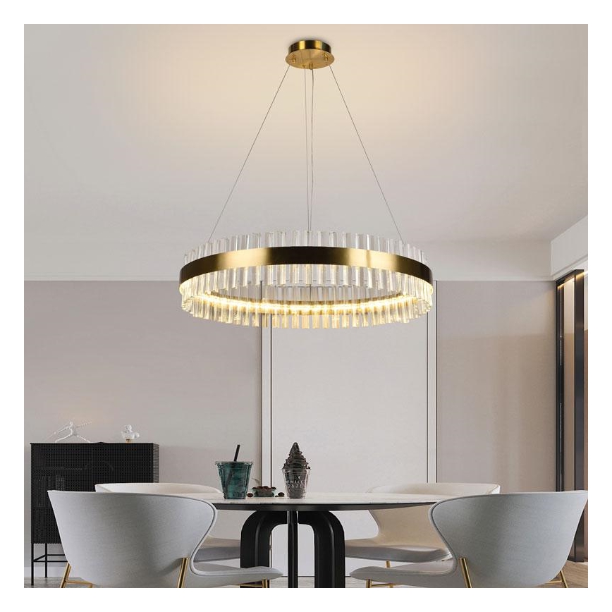 LED Ściemnialny kryształowy żyrandol na lince LED/55W/230V 3000-6500K + pilot zdalnego sterowania