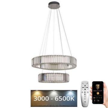 LED Ściemnialny kryształowy żyrandol na lince LED/65W/230V 3000-6500K chrom błyszczący + zdalne sterowanie